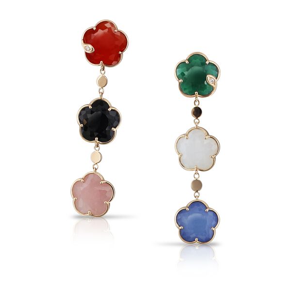 Petit Joli Rose Gold, Multi Stone and Diamond Drop Earrings
